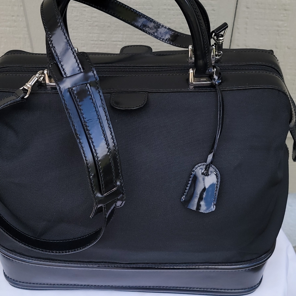 Gucci Black Nylon & Patent Leather Boston Bag – Authentic – With COA